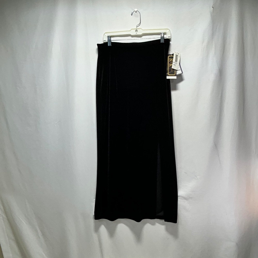 R&K Evening‎ Black Velvet Maxi Skirt Slit Elegant Formal Evening Wear M